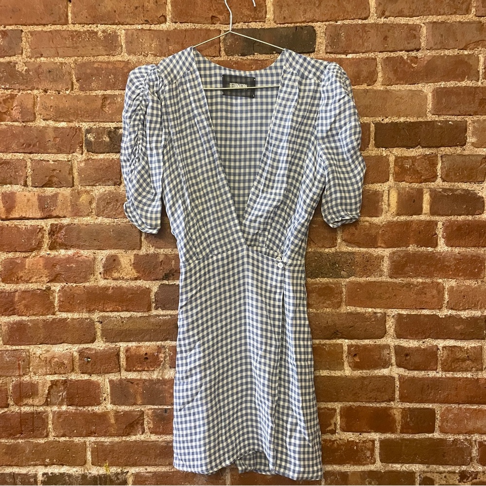 Reformation Gingham Blue Mini Dress